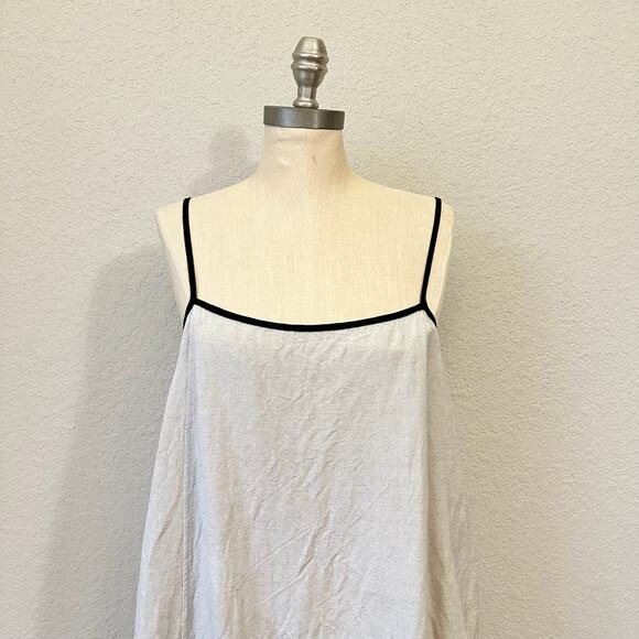 MVN The Label Maxi Slip Dress Beige Linen Sleeveless Swing Lagenlook - Picture 3 of 12